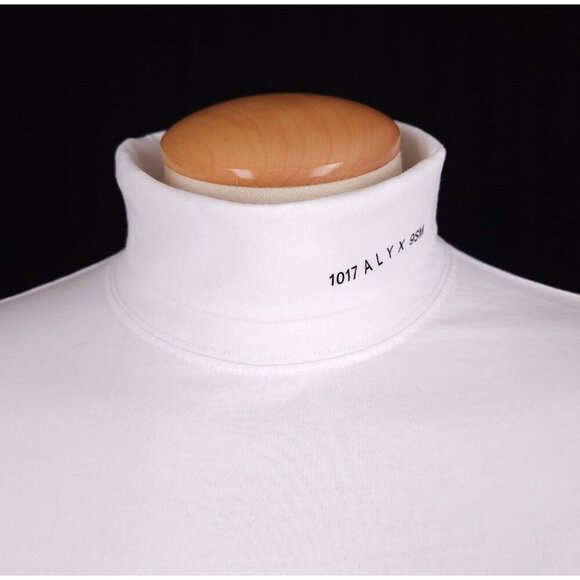 1017 ALYX 9SM Logo-Print Jersey Rollneck T-Shirt Size M Mens White $180 - Picture 3 of 16